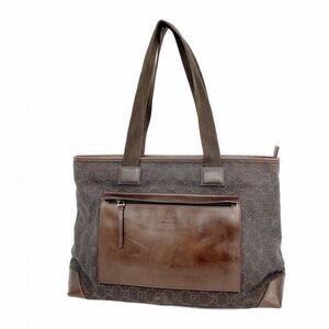 Gucci Tote Bag 34339 Denim Brown Silver Hardware Women's